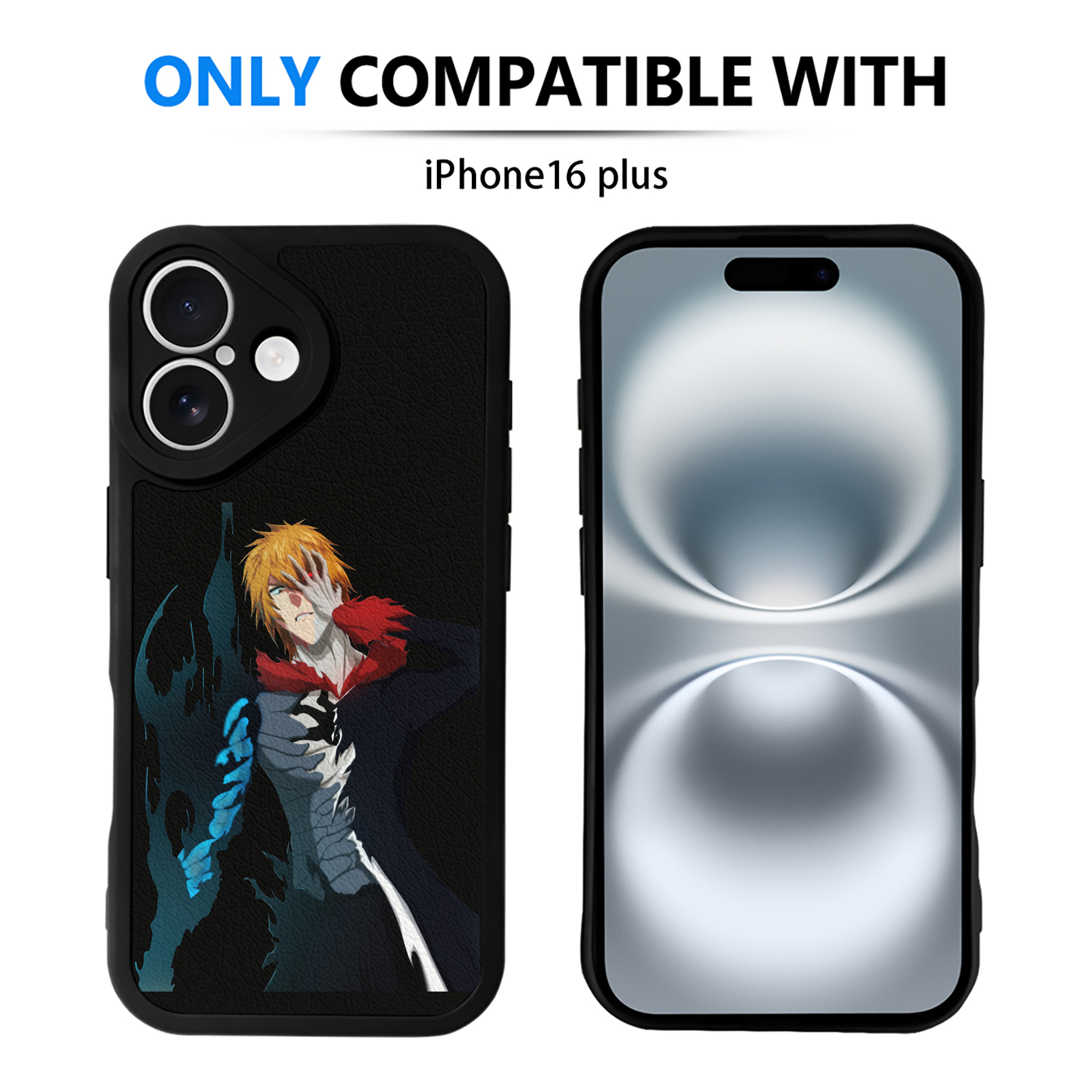 ブリーチ 黒崎一護（くろさき いちご）BLEACH Kurosaki Ichigo 【iPhone 16シリーズ対応】シリコンスマホケース（レザー調） 材質：シリコン